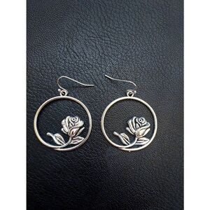 Western Boho Rose Hoop Dangle Earrings